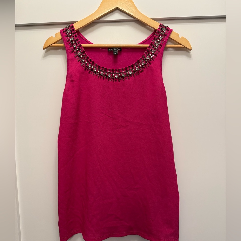 Express Fuchsia Embellished Tank Top